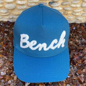 NWT New Bench Fetch Blue Baseball Cap with White Fuzzy Logo Adjustable Back OS